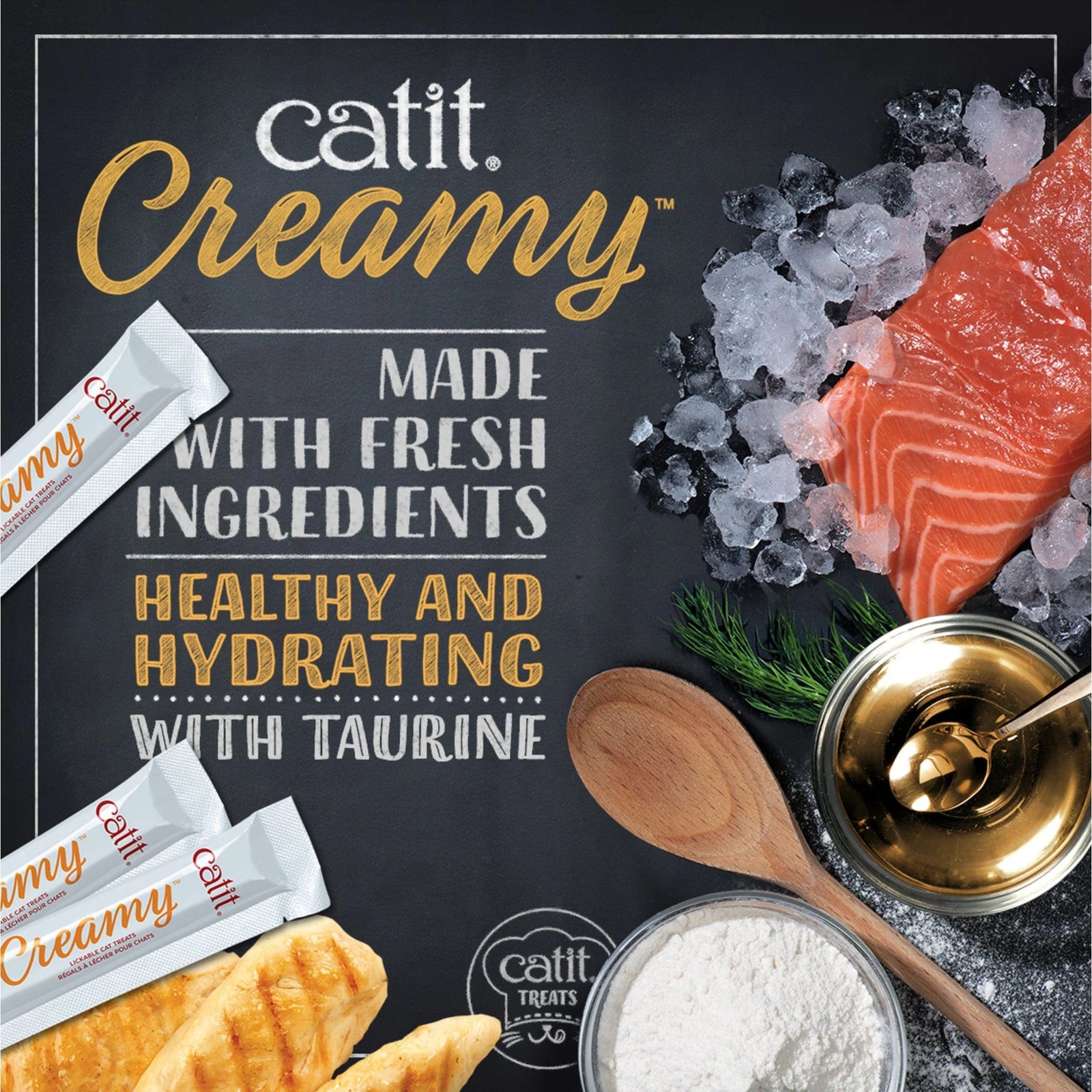 Catit Creamy Salmon & Prawn lickable cat treats