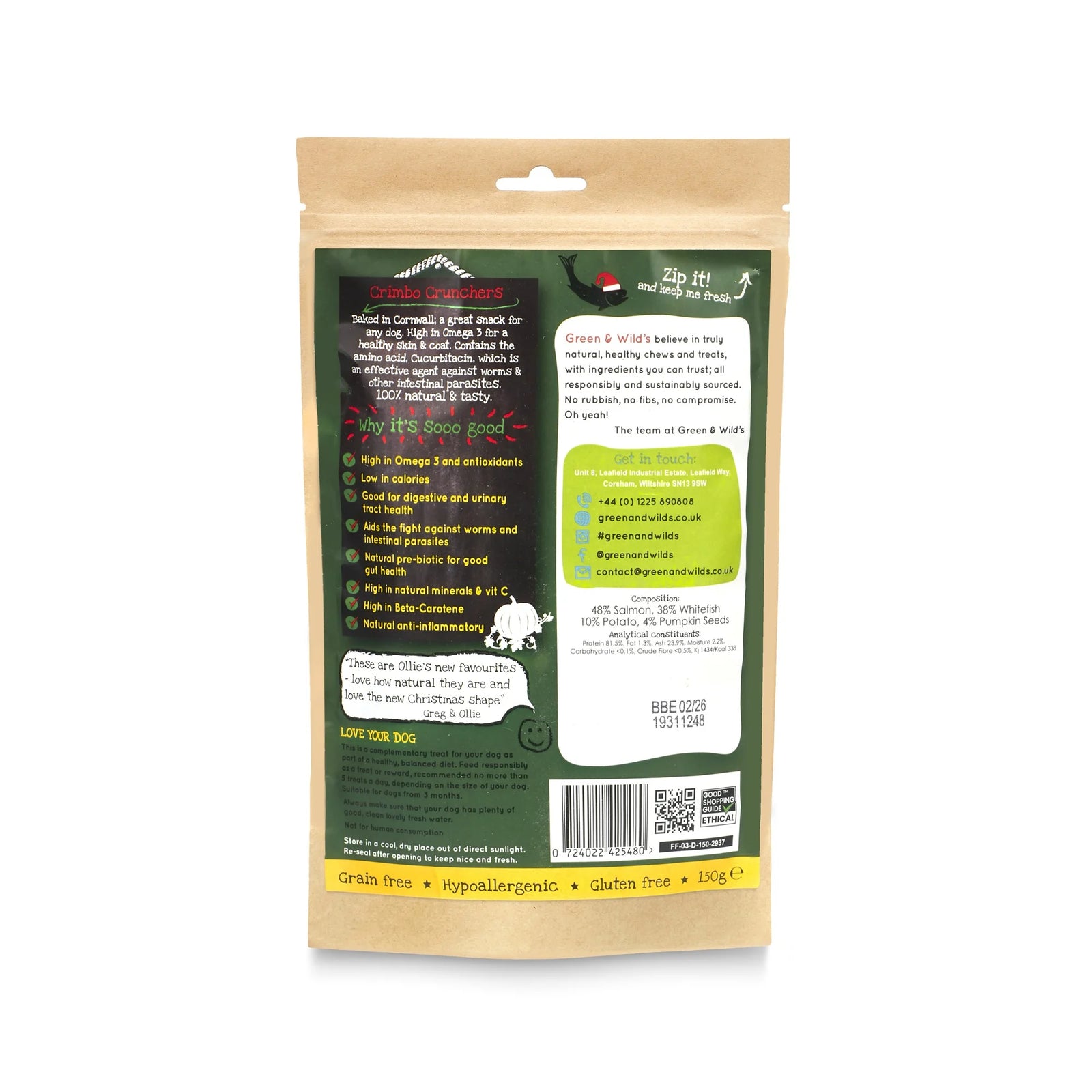 Green & Wild's Crimbo Crunchers festive dog treats
