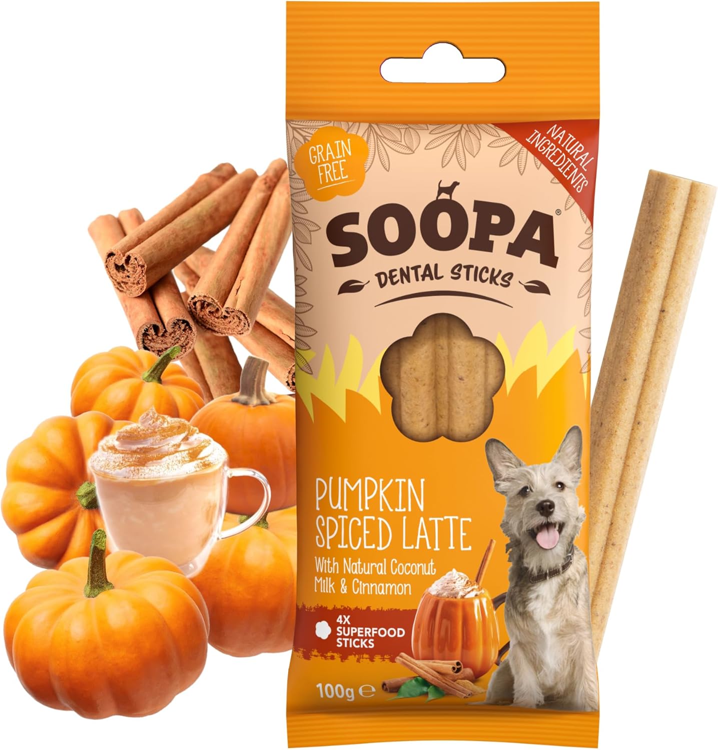 Soopa Pumpkin Spiced Latte dental sticks for dogs