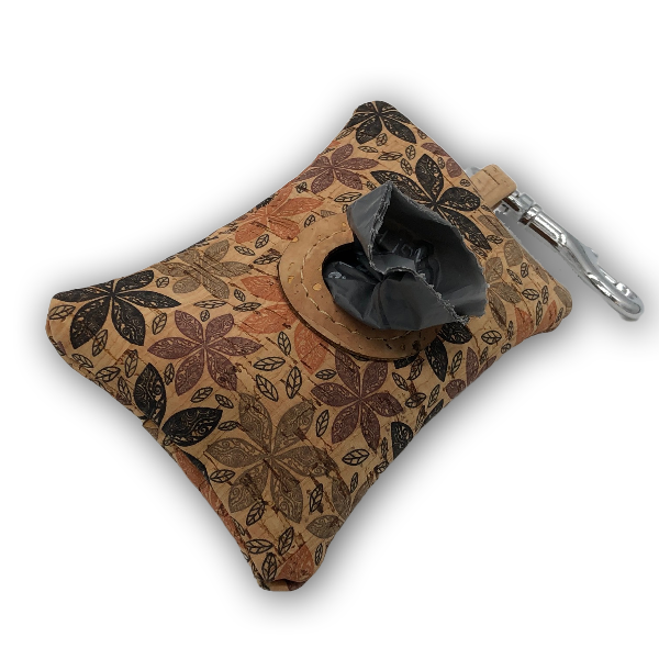 Cork poo bag pouch - flora