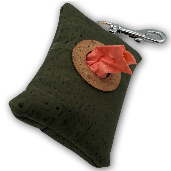 Cork poo bag pouch - khaki