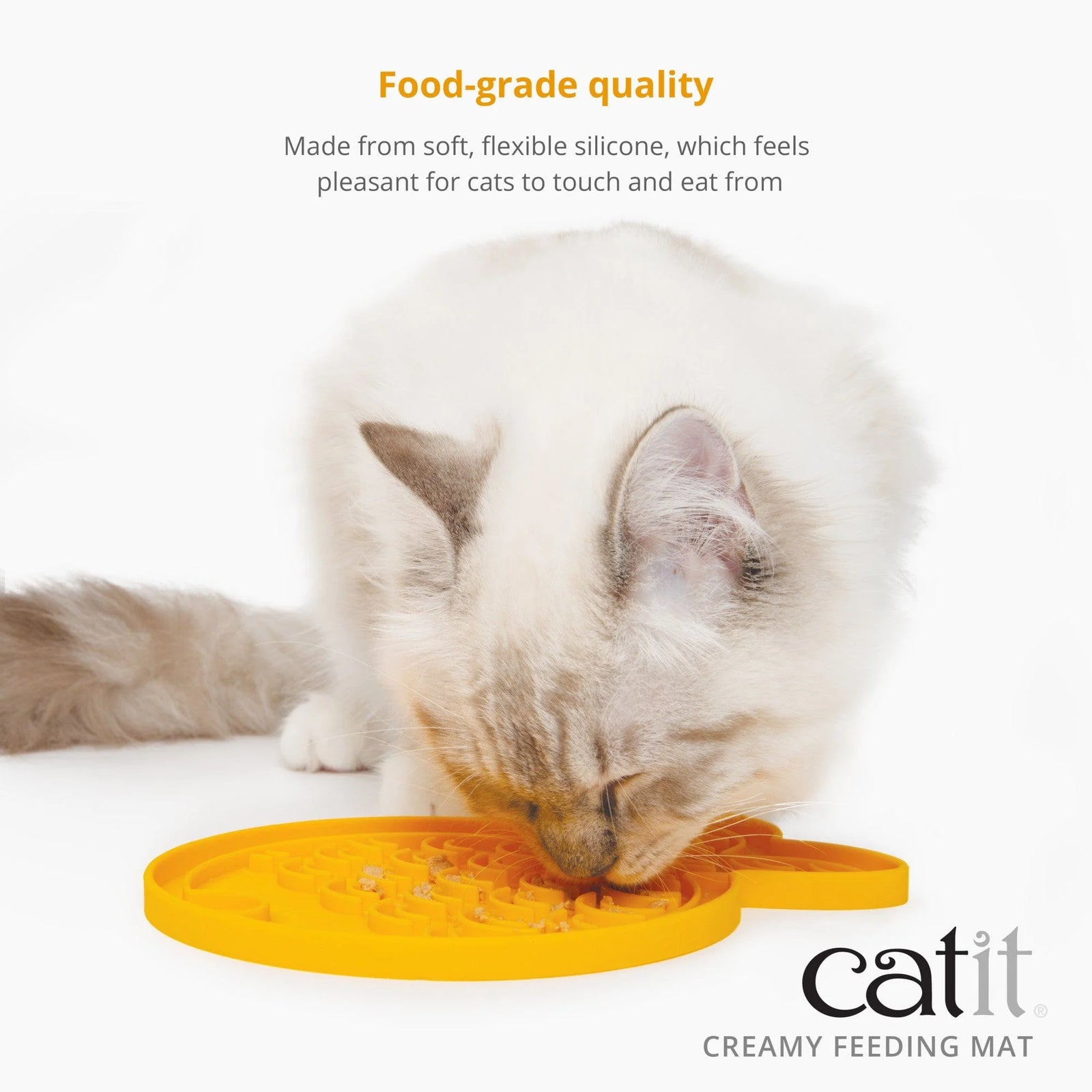 Catit creamy fish shaped cat feeding mat