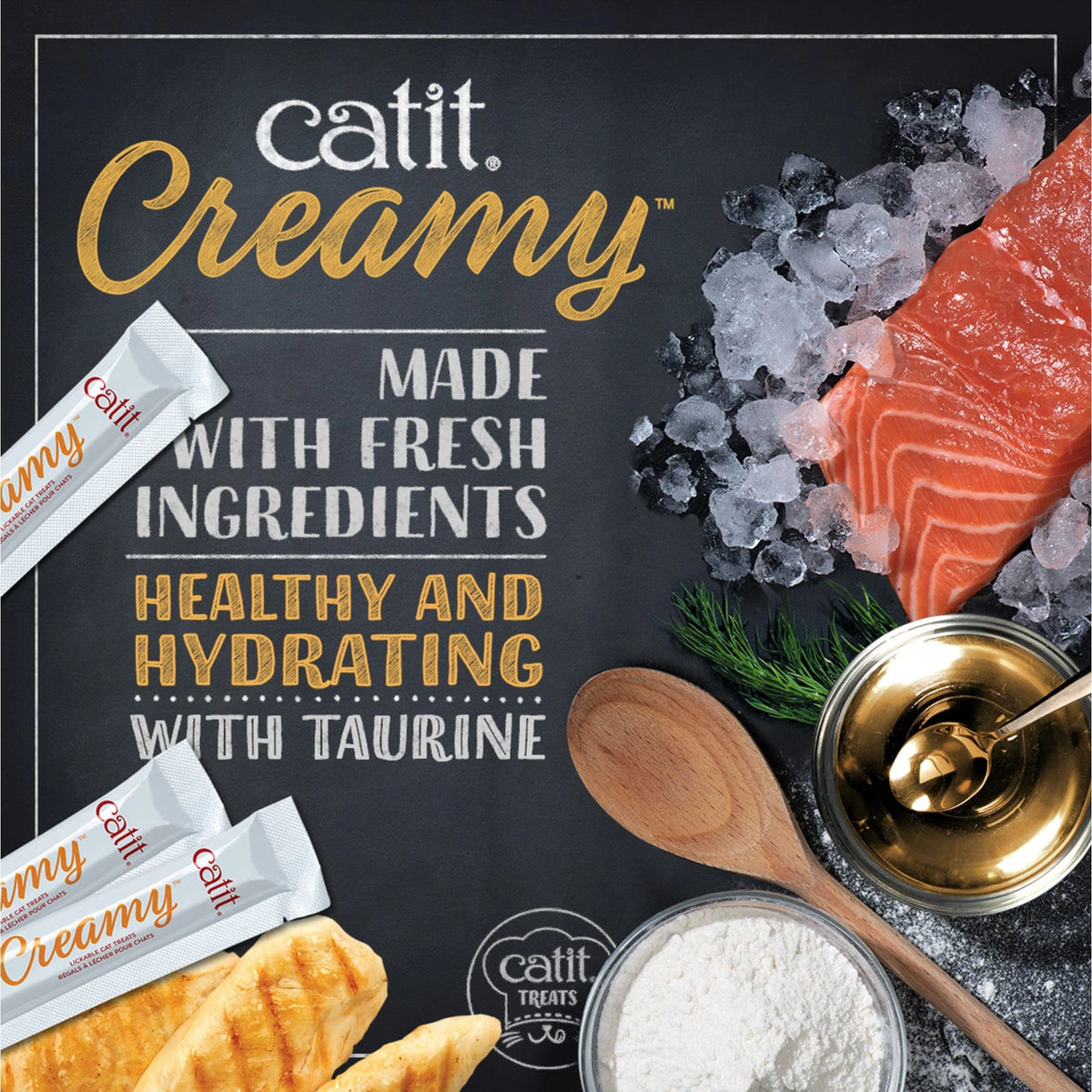 Catit Creamy Salmon & Prawn lickable cat treats