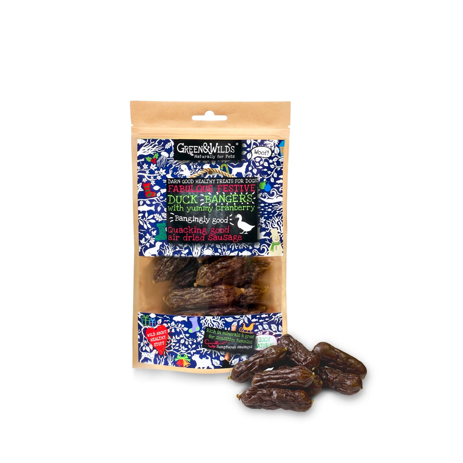 Duck & Cranberry Bangers - festive sausage dog treats