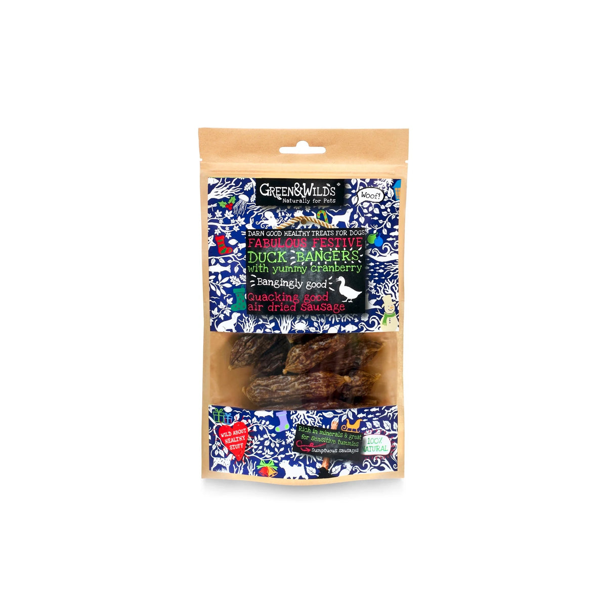 Duck & Cranberry Bangers - festive sausage dog treats