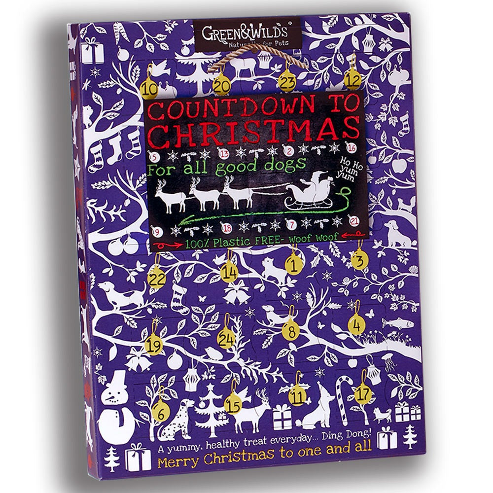 Advent Calendar for dogs full of Green & Wilds natural dog treats