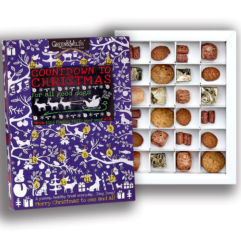 Advent Calendar for dogs full of Green & Wilds natural dog treats