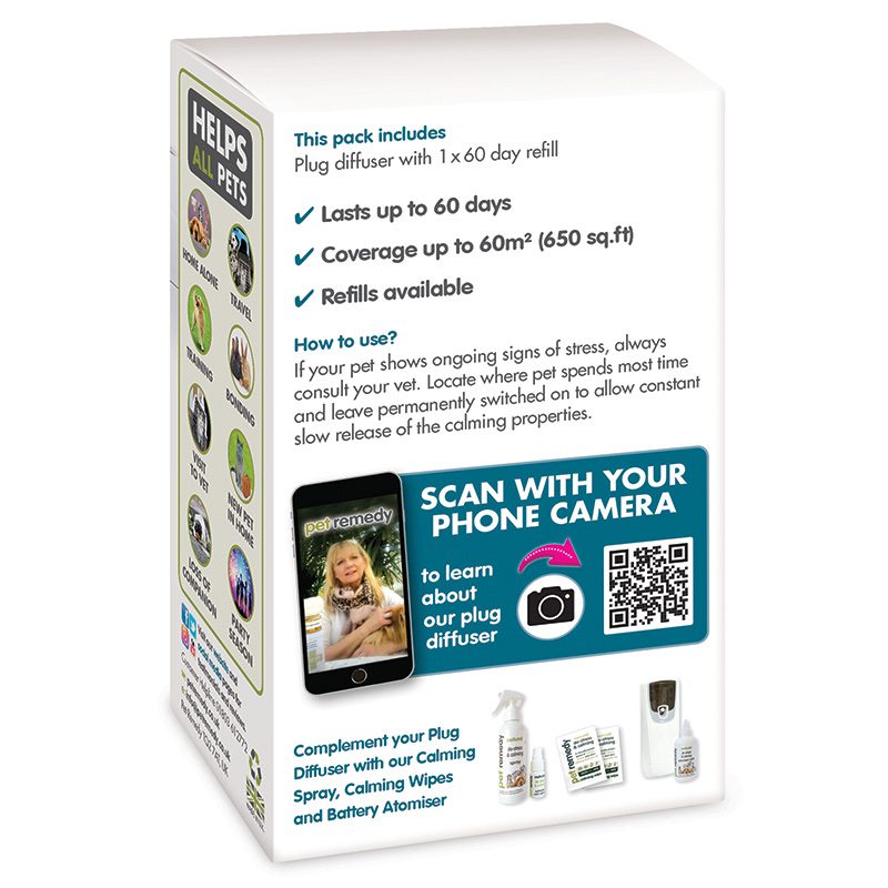 Pet Remedy Calming Plug Diffuser for dogs and cats – natural stress and anxiety relief using valerian and essential oils