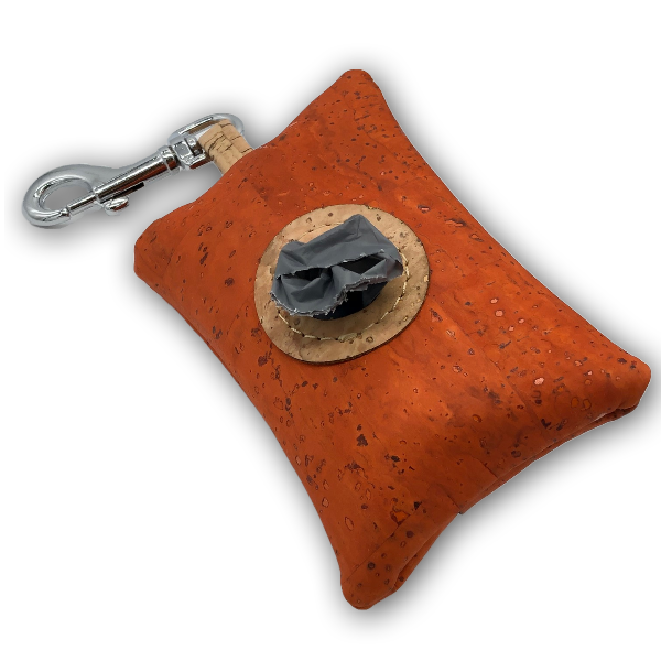 Cork poo bag pouch - cinnamon