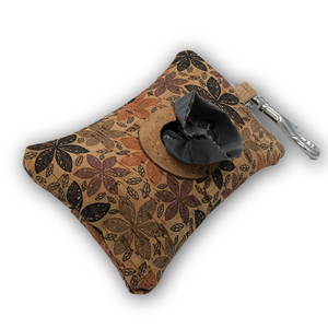Cork poo bag pouch - flora