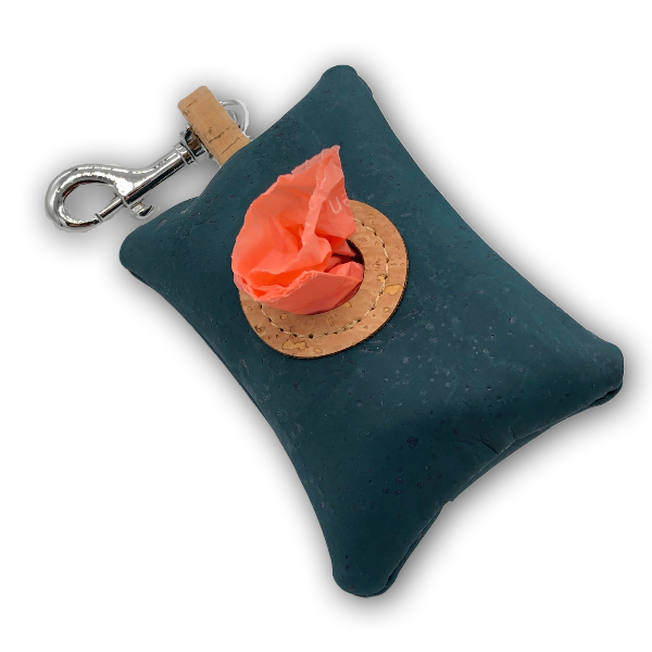 Cork poo bag pouch - ocean blue