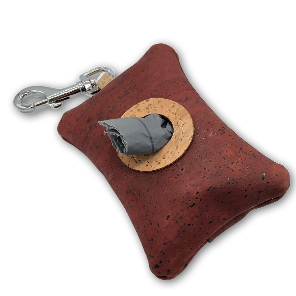 Cork poo bag pouch - rust