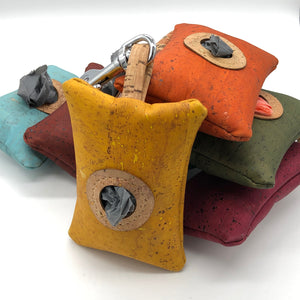 cork leather poo bag pouches