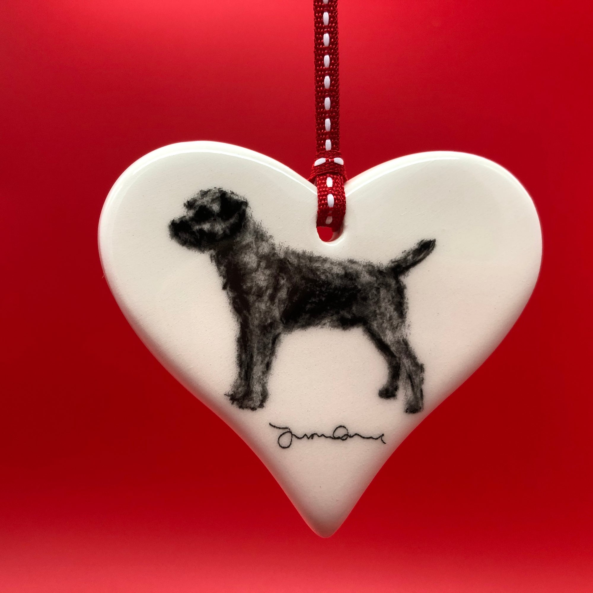 Border Terrier Ceramic Heart