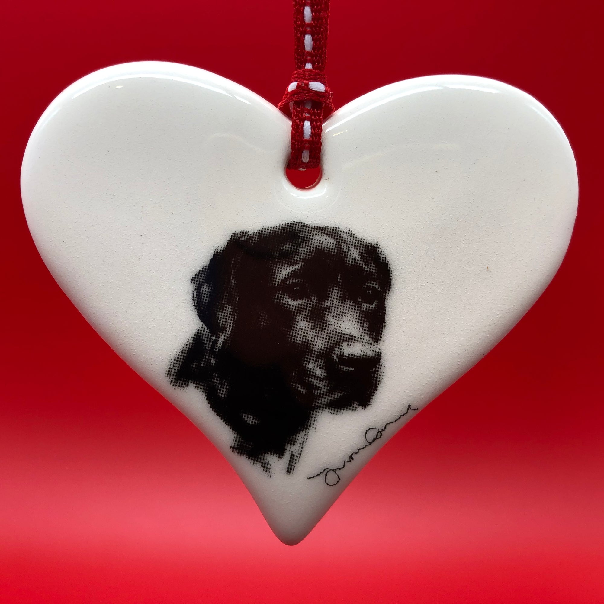 Black Labrador ceramic heart