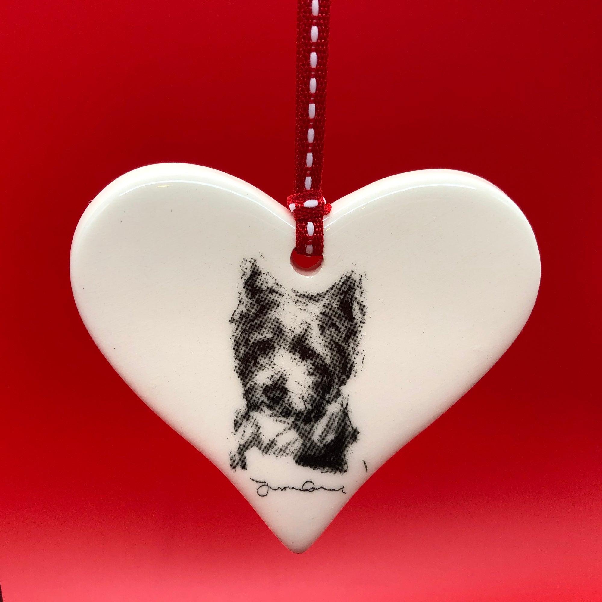 Westie Ceramic Heart
